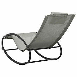 Maison Chic Chaise longue avec oreiller | Bain de soleil Relax | Transat acier et textilène gris -GKD62708 pas cher