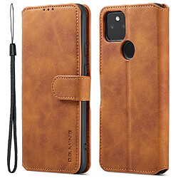 Etui en PU DG.MING style rétro, fermoir magnétique avec support pliable, marron pour votre Google Pixel 5a 5G