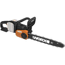 Worx WG384E.9 Tronçonneuse sans fil 40 V 2 x 20 V 35 cm sans balais WG384E.9-Exkl Chargeur Noir, Orange