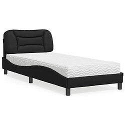 Vidaxl Lit avec matelas noir 90x200 cm similicuir