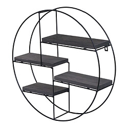 Decoshop26 Étagère murale suspendue 4 niveaux en métal et bois design industriel 45x45x11 cm gris foncé 04_0008661