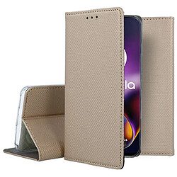 Htdmobiles Housse pour Motorola Moto G54 5G - etui coque pochette portefeuille + verre trempe - OR MAGNET