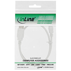 InLine® Mini câble USB 2.0 de type A mâle à Mini-B mâle 5 broches blanc 0.5m