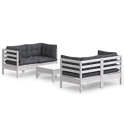 Maison Chic Salon de jardin 5 pcs + coussins - Mobilier/Meubles de jardin - Table et chaises d'extérieur anthracite Bois de pin -MN74293