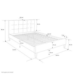 Homestyle4U Lit capitonné avec matelas 140x200 et sommier à lattes - gris