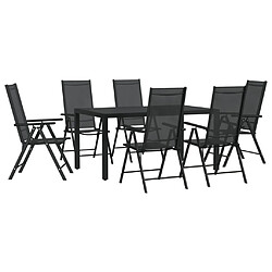 Maison Chic Ensemble de salle à manger de jardin 7 pcs,Table et chaises d'extérieur noir aluminium -GKD645908