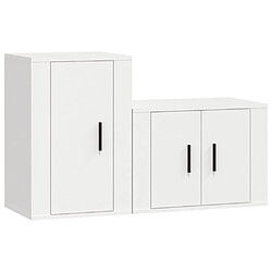 vidaXL Ensemble de meubles TV 2 pcs Blanc Bois d'ingénierie