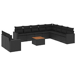 Maison Chic Salon de jardin 11 pcs avec coussins, Ensemble Tables et chaises d'extérieur noir résine tressée -GKD885487