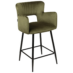 Acheter Beliani Lot de 2 chaises de bar SANILAC Velours Vert olive