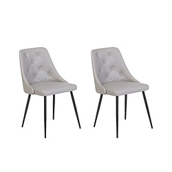 Beliani Set de 2 Cuir PU Chaise de salle à manger Gris clair VALERIE