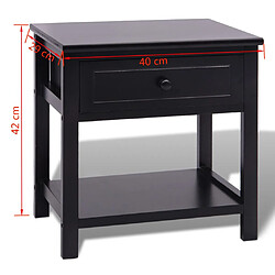 Helloshop26 Table de nuit chevet commode armoire meuble chambre 2 pcs bois noir 1402045 pas cher