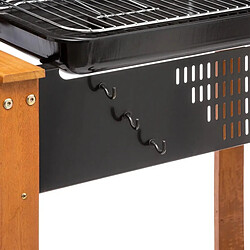 Acheter Pegane Barbecue à charbon sur roulettes en acier époxy avec pieds en bois - Longueur 96.5 x Profondeur 46 x Hauteur 117 cm