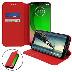 Avizar Housse Motorola Moto G7 Play Étui Portefeuille Fonction Support Vidéo Rouge