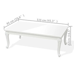 Acheter vidaXL Table basse 115x65x42 cm Blanc brillant