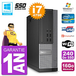 PC Dell 7020 SFF Intel i7-4790 RAM 16Go SSD 240Go Graveur DVD Wifi W7 - Occasion