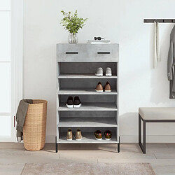 Maison Chic Armoire à Chaussures Gris béton,Meuble de Rangement à Chaussures 60x35x105 cm bois d'ingénierie -MN61494