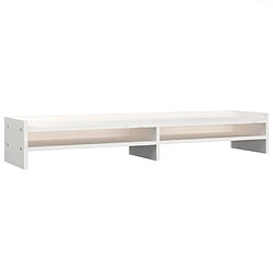 vidaXL Support de moniteur Blanc 100x24x16 cm Bois de pin solide