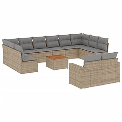 Maison Chic Salon de jardin avec coussins 13 pcs | Ensemble de Table et chaises | Mobilier d'Extérieur beige résine tressée -GKD30967