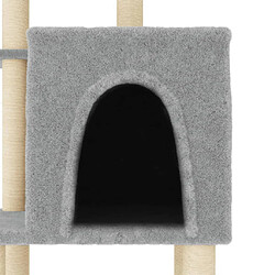 Arbre à chat avec griffoirs,niche pour chat en sisal gris clair 97 cm -MN95767 pas cher