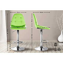 Avis Decoshop26 Tabouret de bar x1 avec repose-pieds hauteur réglable pivotant assise en PVC vert cadre métallique chromé 10_0004824