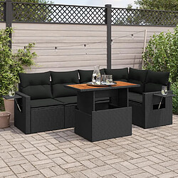 vidaXL Salon de jardin 6 pcs avec coussins noir résine tressée