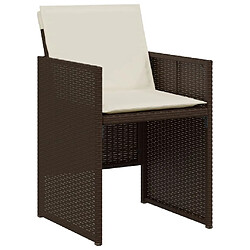 Acheter Maison Chic Ensemble de bistro 3 pcs avec coussins,Table + chaises + coussins de jardin marron résine tressée -GKD736331