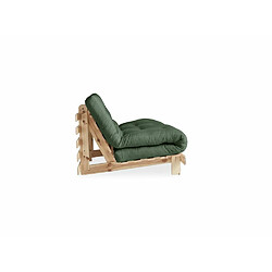 Avis Inside 75 Canapé convertible futon ROOTS pin naturel coloris vert olive couchage 140x200 cm.