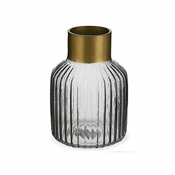 Gift Decor Vase Rayures Gris Doré verre 12 x 18 x 12 cm (6 Unités)