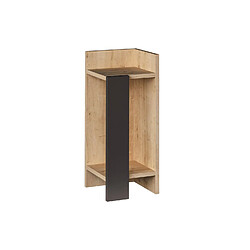 Toilinux Table de chevet Elos droite 27 cm - Bois naturel et Gris Anthracite