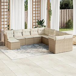 Maison Chic Salon de jardin 11 pcs avec coussins | Ensemble de Table et chaises | Mobilier d'Extérieur beige résine tressée -GKD10226