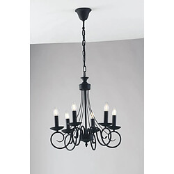 Fan Europe Chandelier sans abats jours Beatrice 6 ampoules Métal Anthracite