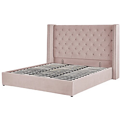 Beliani Lit avec coffre en velours rose 180 x 200 cm LUBBON pas cher