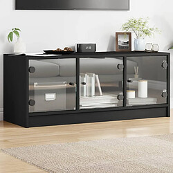 vidaXL Meuble TV avec portes en verre noir 102x37x42 cm