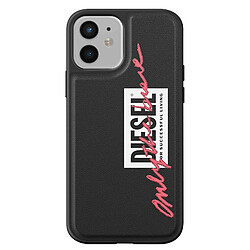 Diesel Coque pour iPhone 12 Mini Anti-chutes 1.5m Slogan Only the brave Noir