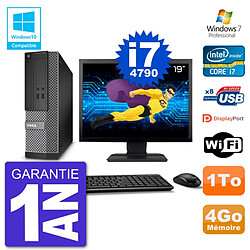 PC Dell 3020 SFF Ecran 19" Intel i7-4790 RAM 4Go Disque 1To Graveur DVD Wifi W7 - Occasion