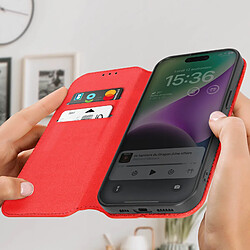 Avis Avizar Étui pour iPhone 15 Pro Max Porte-carte Support Vidéo Clapet Magnétique Rouge