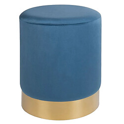 Aubry Gaspard Pouf en velours et métal doré bleu.