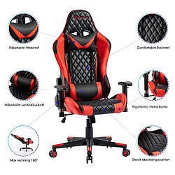 Avis FOXSPORT Fauteuil gamer ergonomique, chaise de gaming,fauteuil gaming pivotant pour jeux videos, livestream playstation avec coussins lombaire et appui-tête, dossier haut (rouge)