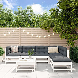 Maison Chic Salon de jardin 7 pcs - Table et chaises d'extérieur - Mobilier/Meubles de jardin Moderne Blanc Bois de pin massif -MN82426