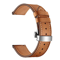 Acheter Bracelet en cuir véritable 22mm boucle papillon argent/marron pour votre Huami Amazfit GTR 47mm