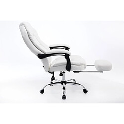 Decoshop26 Fauteuil de bureau ergonomique en synthétique blanc avec repose-pieds et accoudoirs BUR10378 pas cher