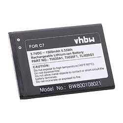 Batterie Li-Ion vhbw 1500mAh pour téléphone portable Smartphone Alcatel One Touch Pop C7 OT-7040, OT-7040D. Remplace: Tli020F1, TLi020G1