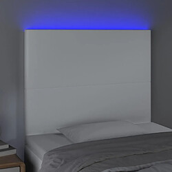 Avis Maison Chic Tête de lit scandinave à LED,meuble de chambre Blanc 80x5x118/128 cm Similicuir -MN96999