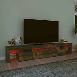 Maison Chic Meubles TV avec lumières LED - Banc TV pour salon Chêne fumé 230x36,5x40 cm -MN33099 pas cher