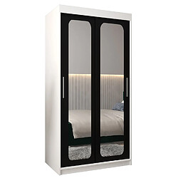 Abiks Meble Armoire PROMO T3 À Portes Coulissantes 200/100/62 2 Portes (Blanc/Noir)