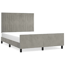 Maison Chic Lit adulte - Cadre Structure de lit avec tête de lit Contemporain Gris clair 140x190 cm Velours -MN31161