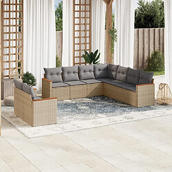 Maison Chic Salon de jardin avec coussins 9 pcs | Ensemble de Table et chaises | Mobilier d'Extérieur beige résine tressée -GKD26695