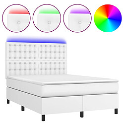 vidaXL Sommier à lattes de lit avec matelas et LED Blanc 140x190 cm