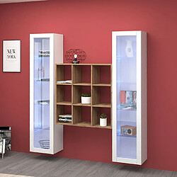 Ahd Amazing Home Design Bibliothèque suspendue en bois 2 vitrines colonnes blanc Vila WH