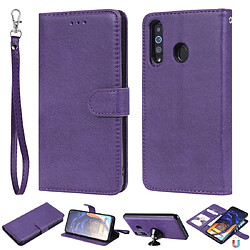 Wewoo Housse Coque Pour Galaxy A60 Étui de protection à rabat horizontal de couleur unie avec support et fentes cartes et portefeuille et cadre photo et lanière violet